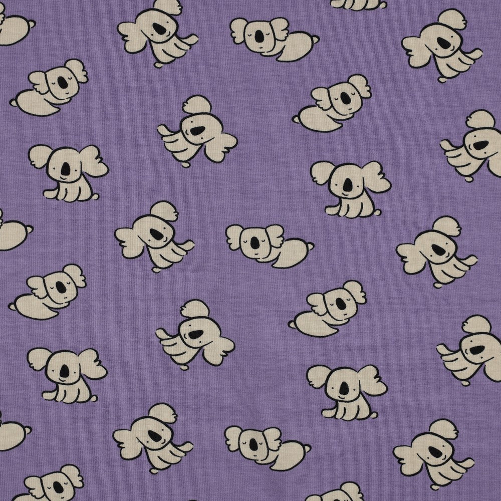 Bio Jersey GOTS Koalas - Lila, Stoff mit Koala