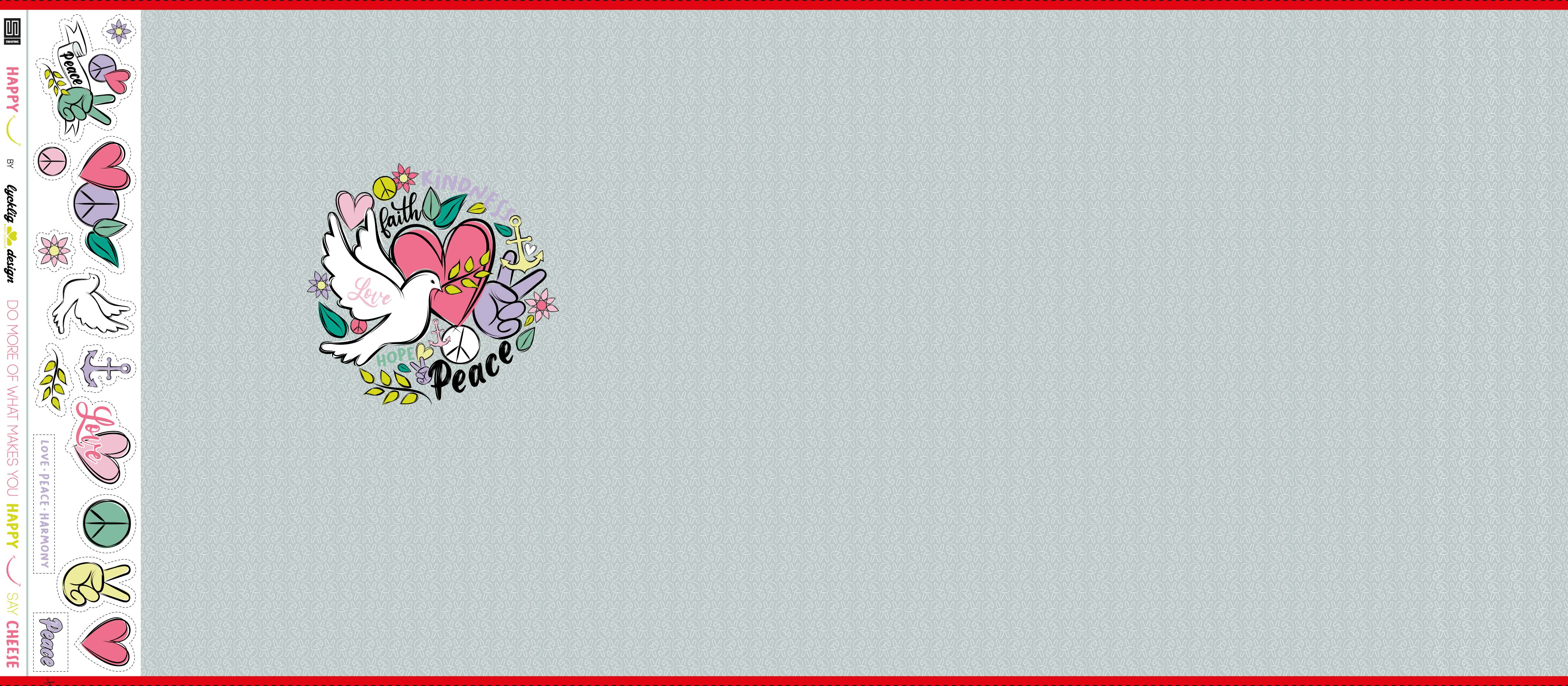 Panel Baumwolljersey Happy Love & Peace by lycklig design