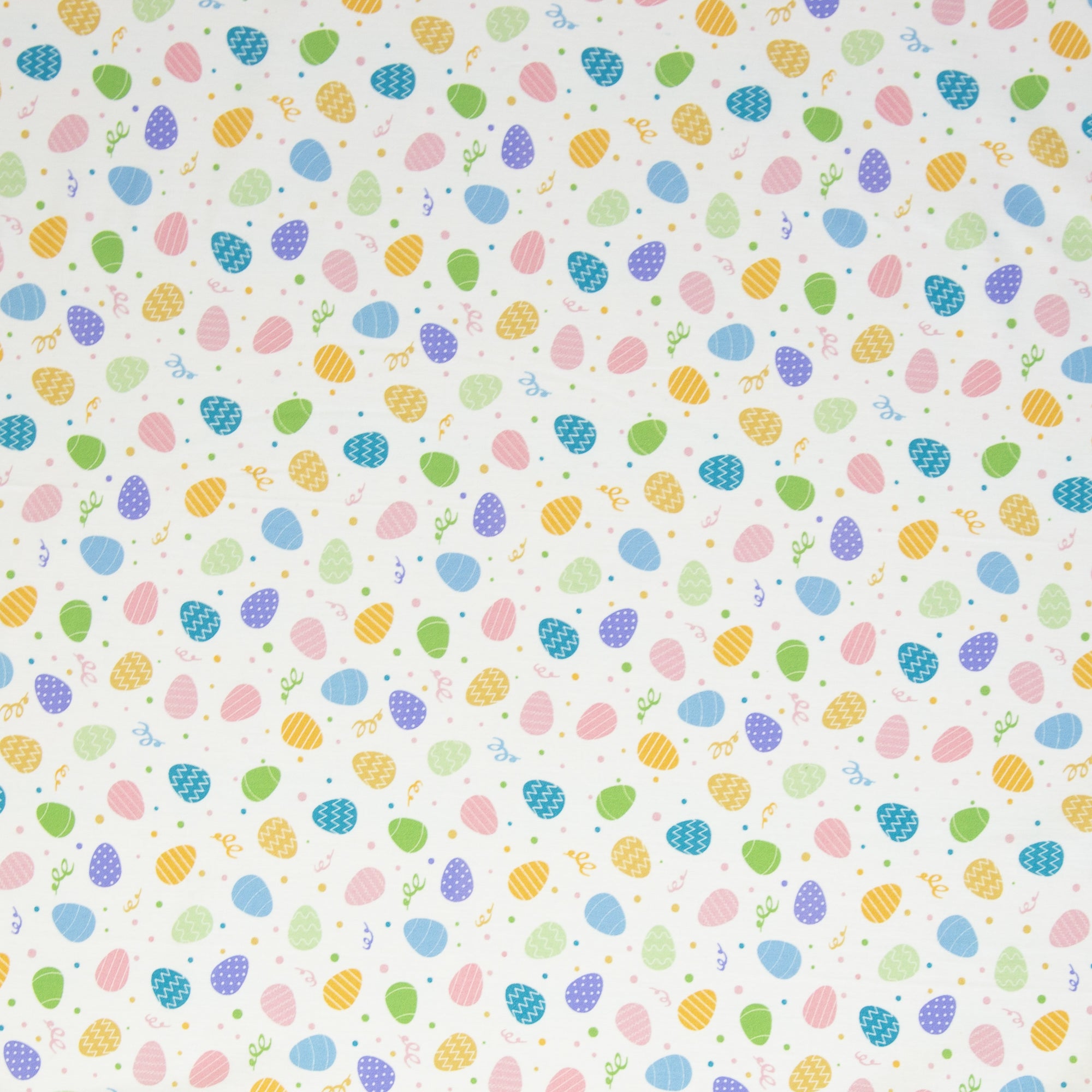 Baumwoll Webware Happy Easter Ostereier weiss