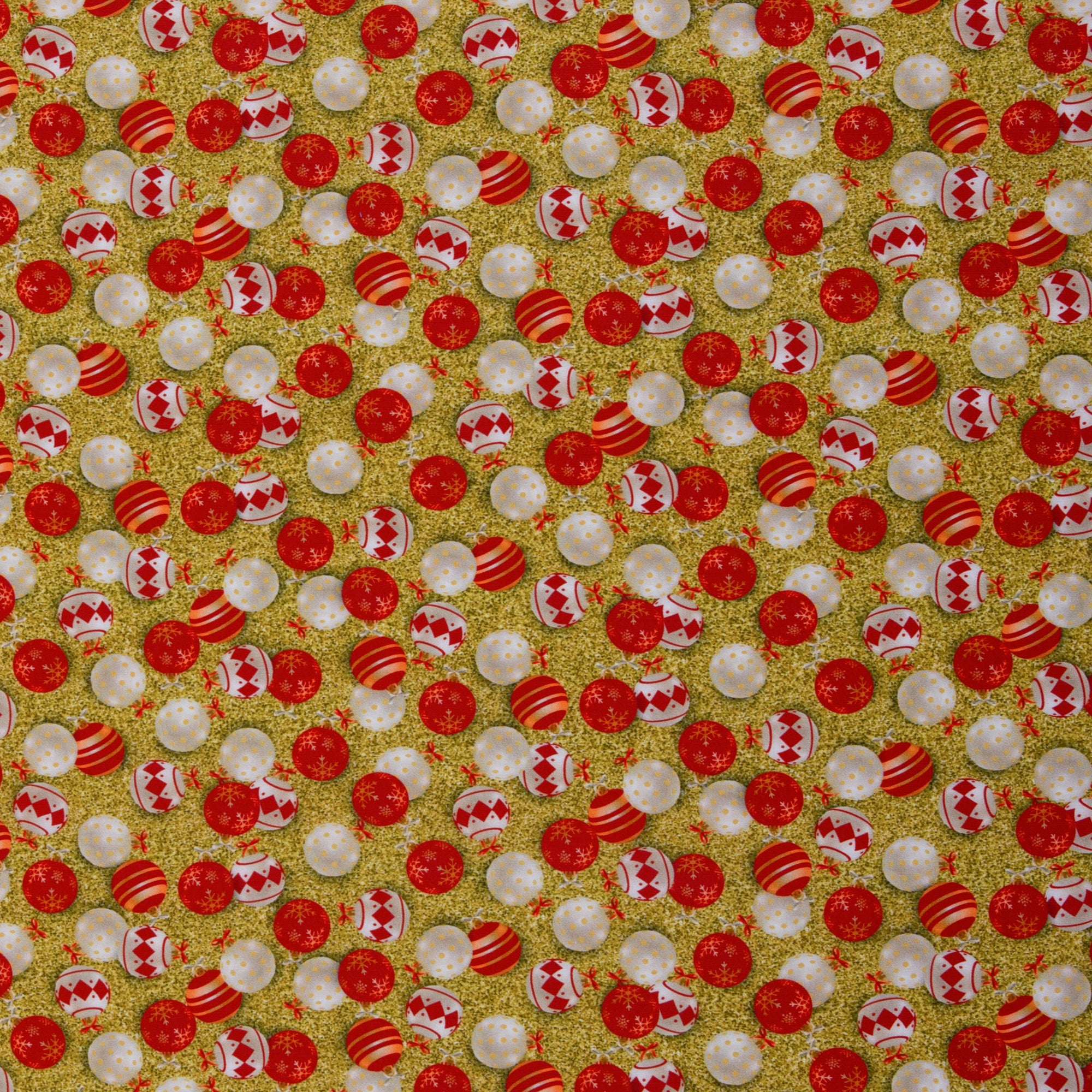 Baumwollwebware „Merry Christmas“ – Rote Weihnachtskugeln, Swafing