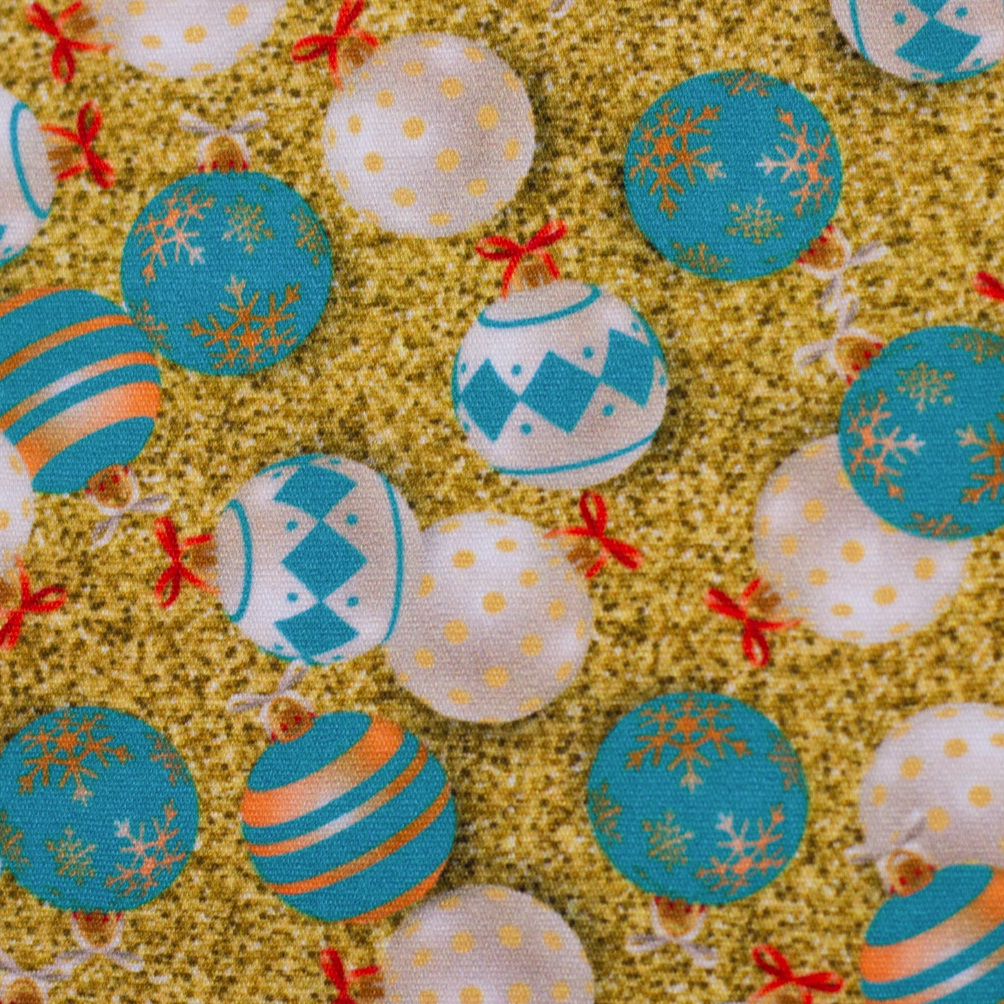 Baumwollwebware „Merry Christmas“ – blaue Weihnachtskugeln, Swafing