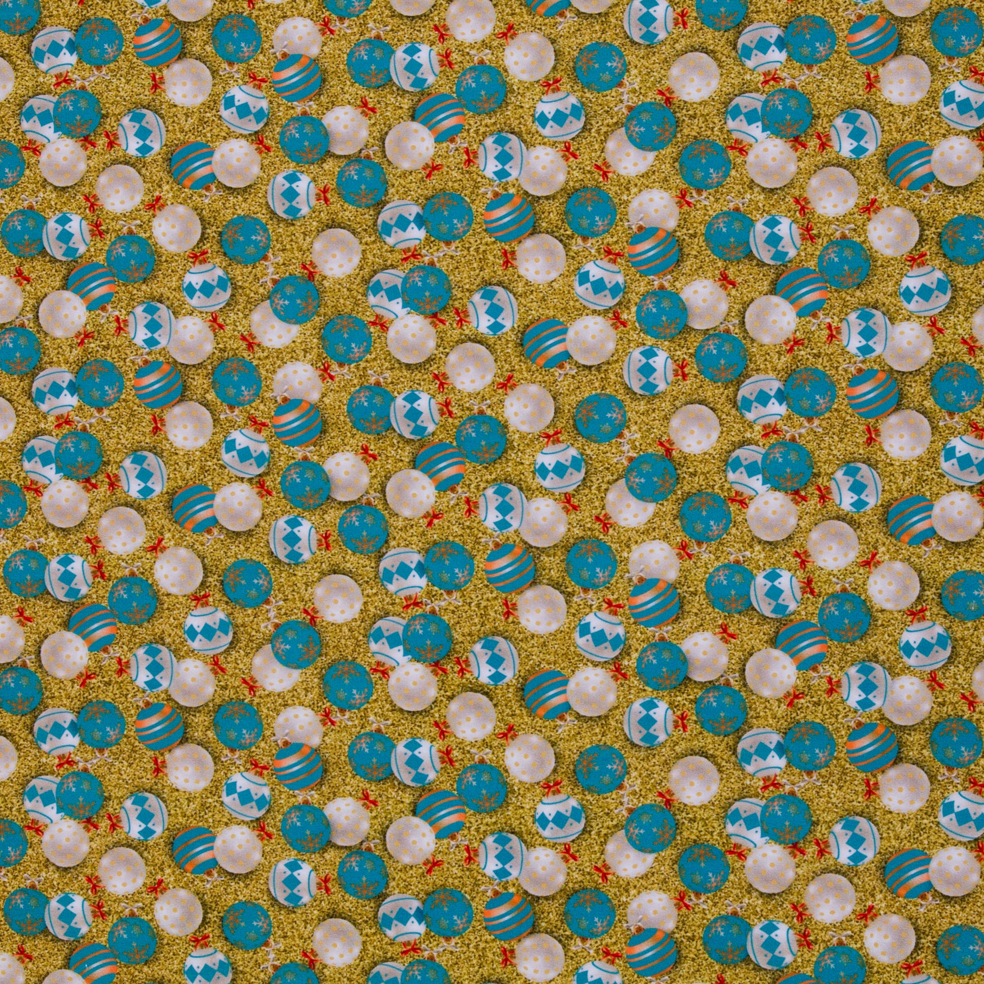 Baumwollwebware „Merry Christmas“ – blaue Weihnachtskugeln, Swafing