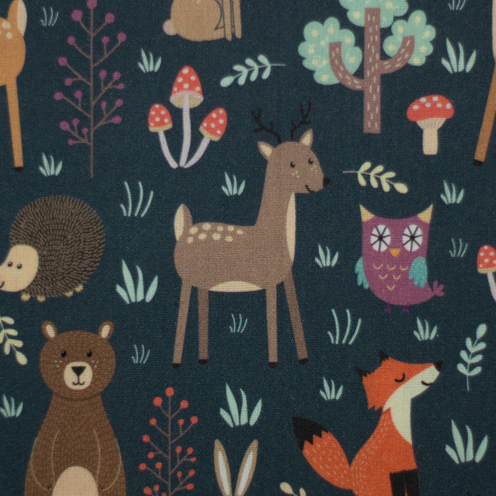 Webware mit Waldtieren, Bodo, Waldtiere, jeansblau, Swafing