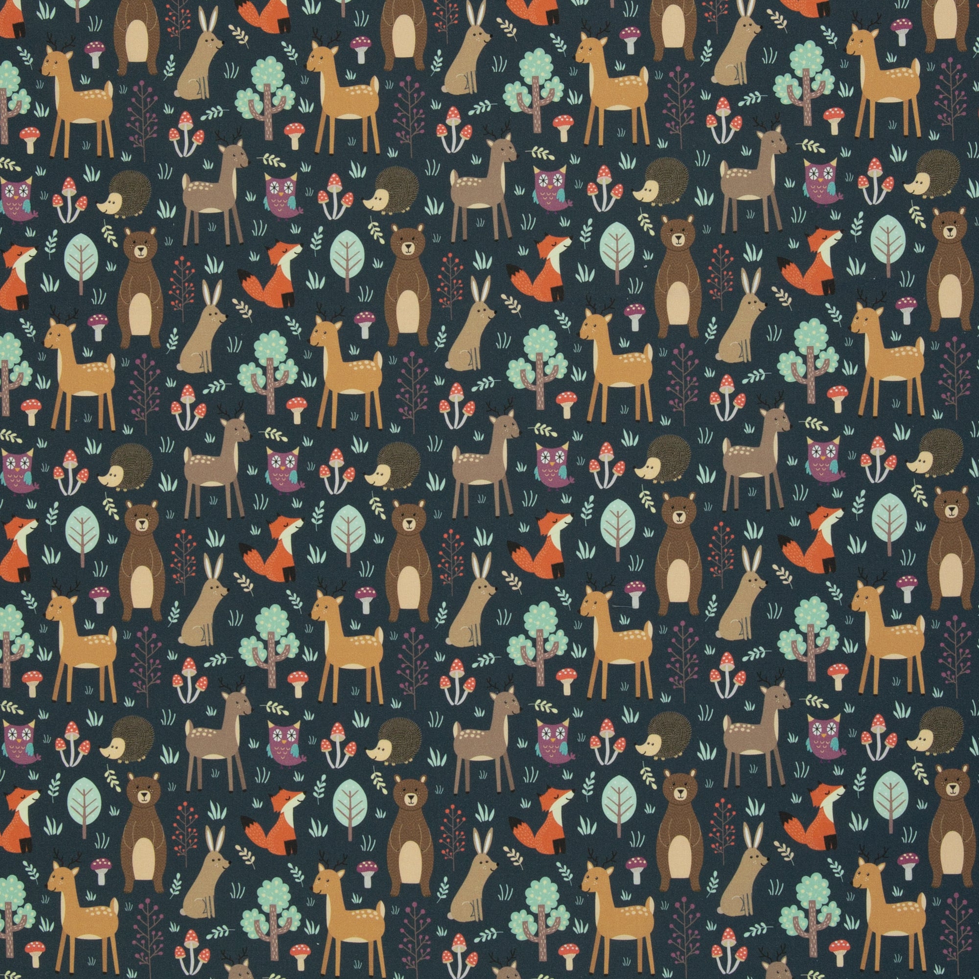 Webware mit Waldtieren, Bodo, Waldtiere, jeansblau, Swafing