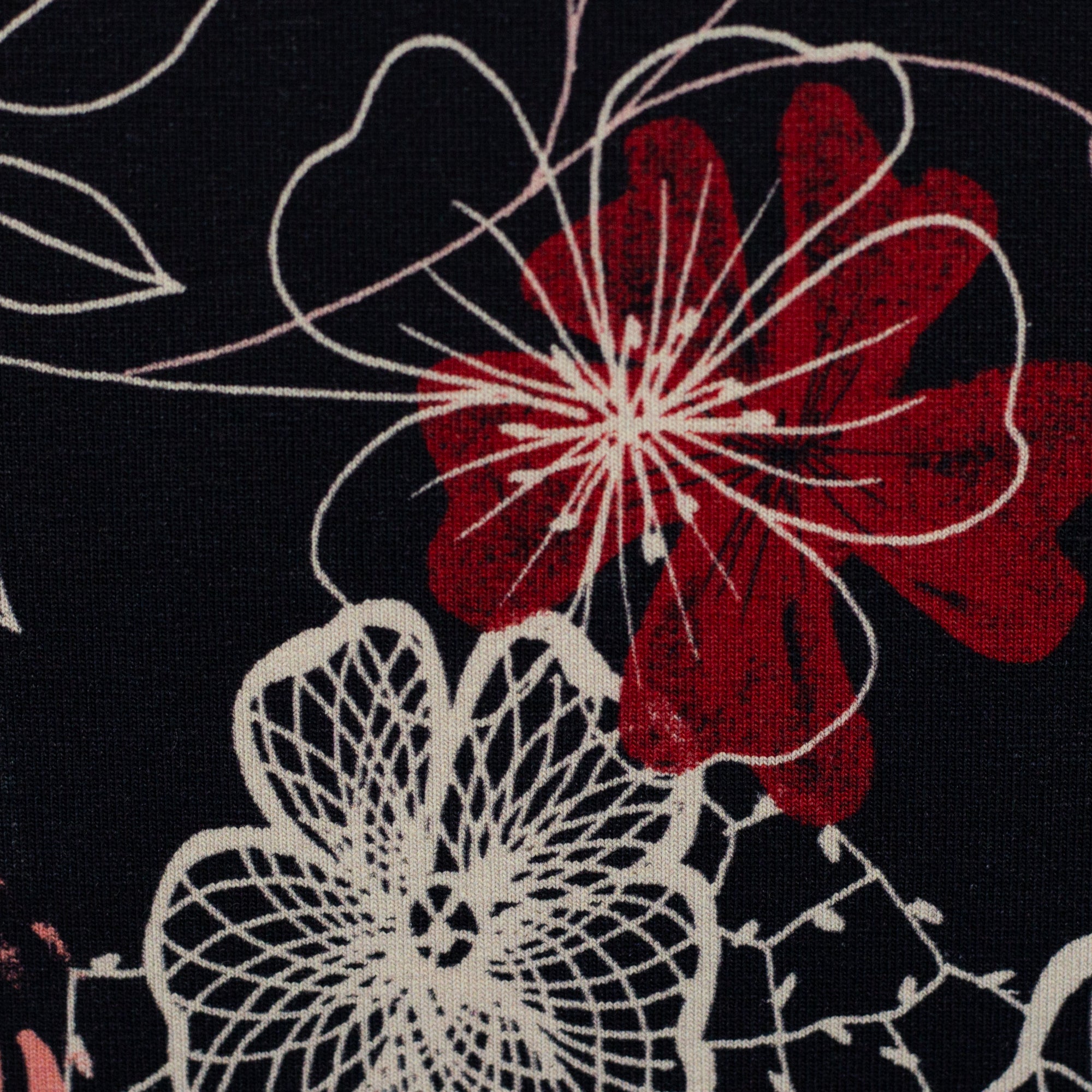 Mystical Florals Jersey – Blumen Schwarz, by Anette Kithier, Swafing