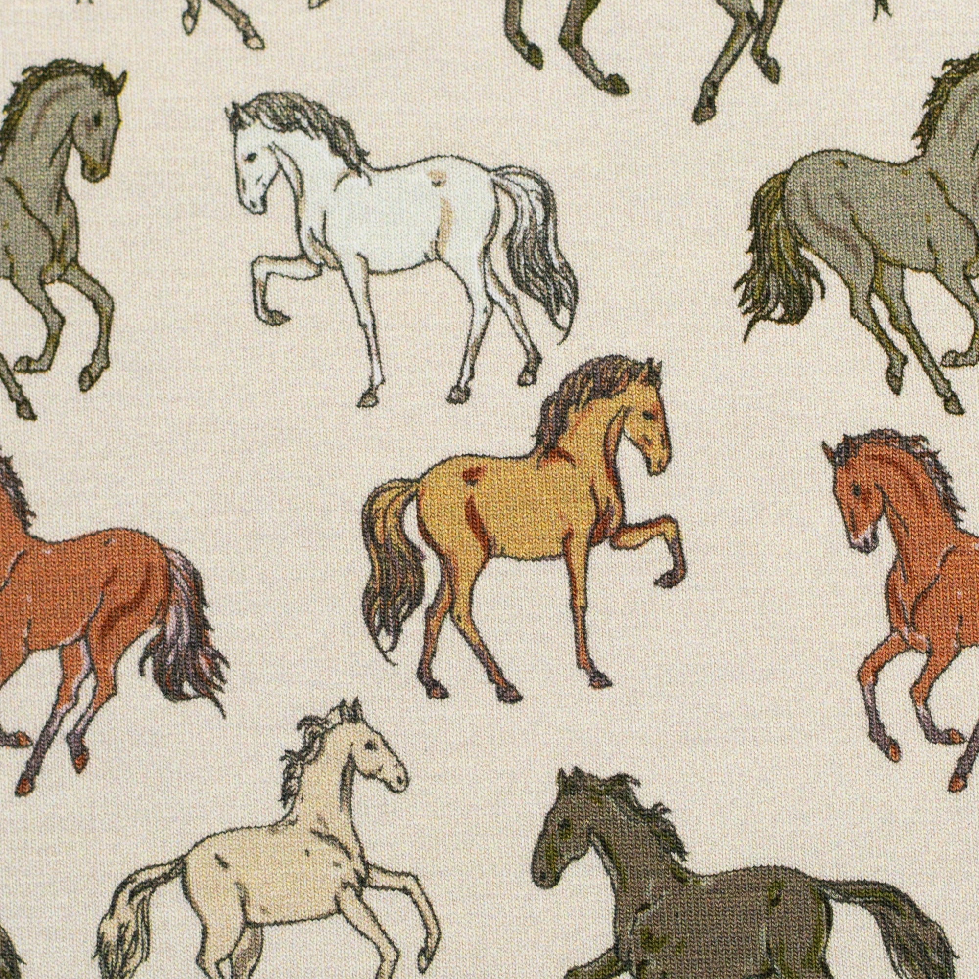 Jule, Jersey Baumwolle, Pferde, Beige