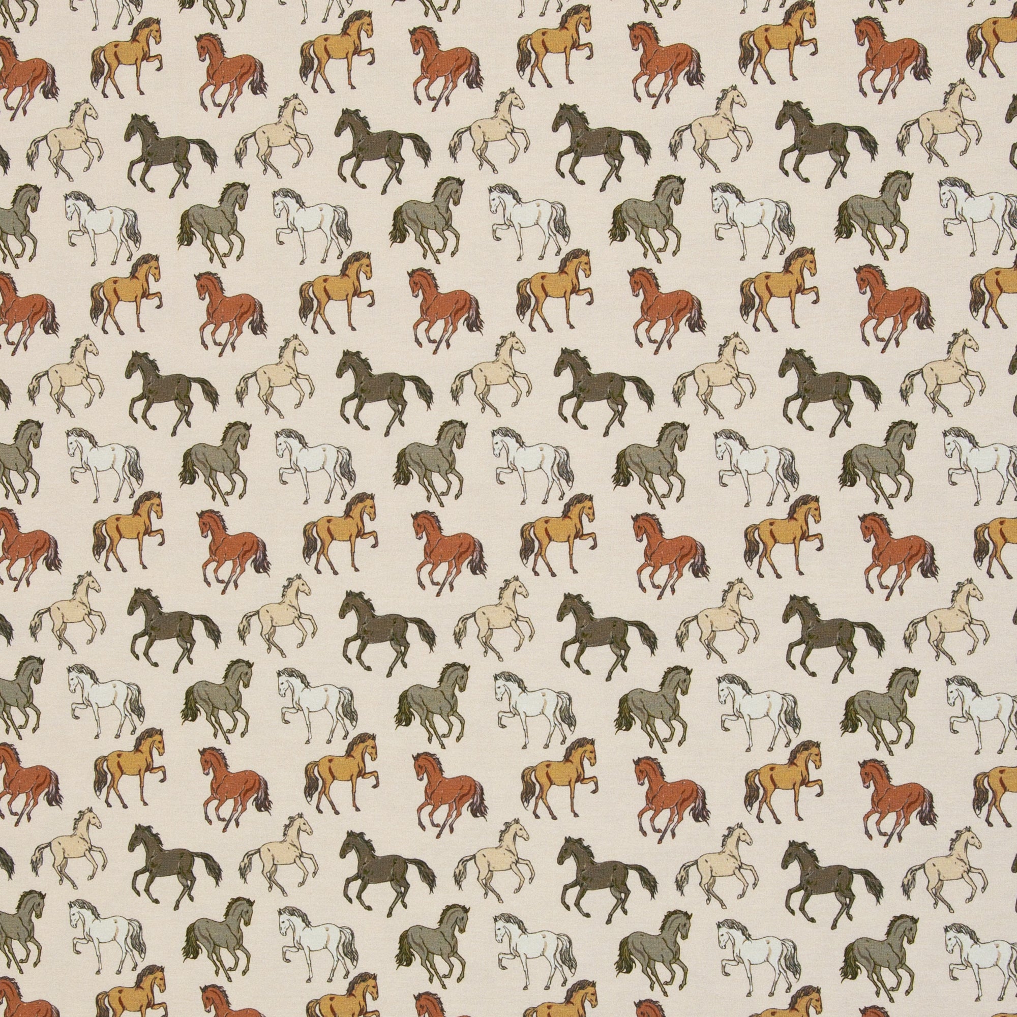 Jule, Jersey Baumwolle, Pferde, Beige