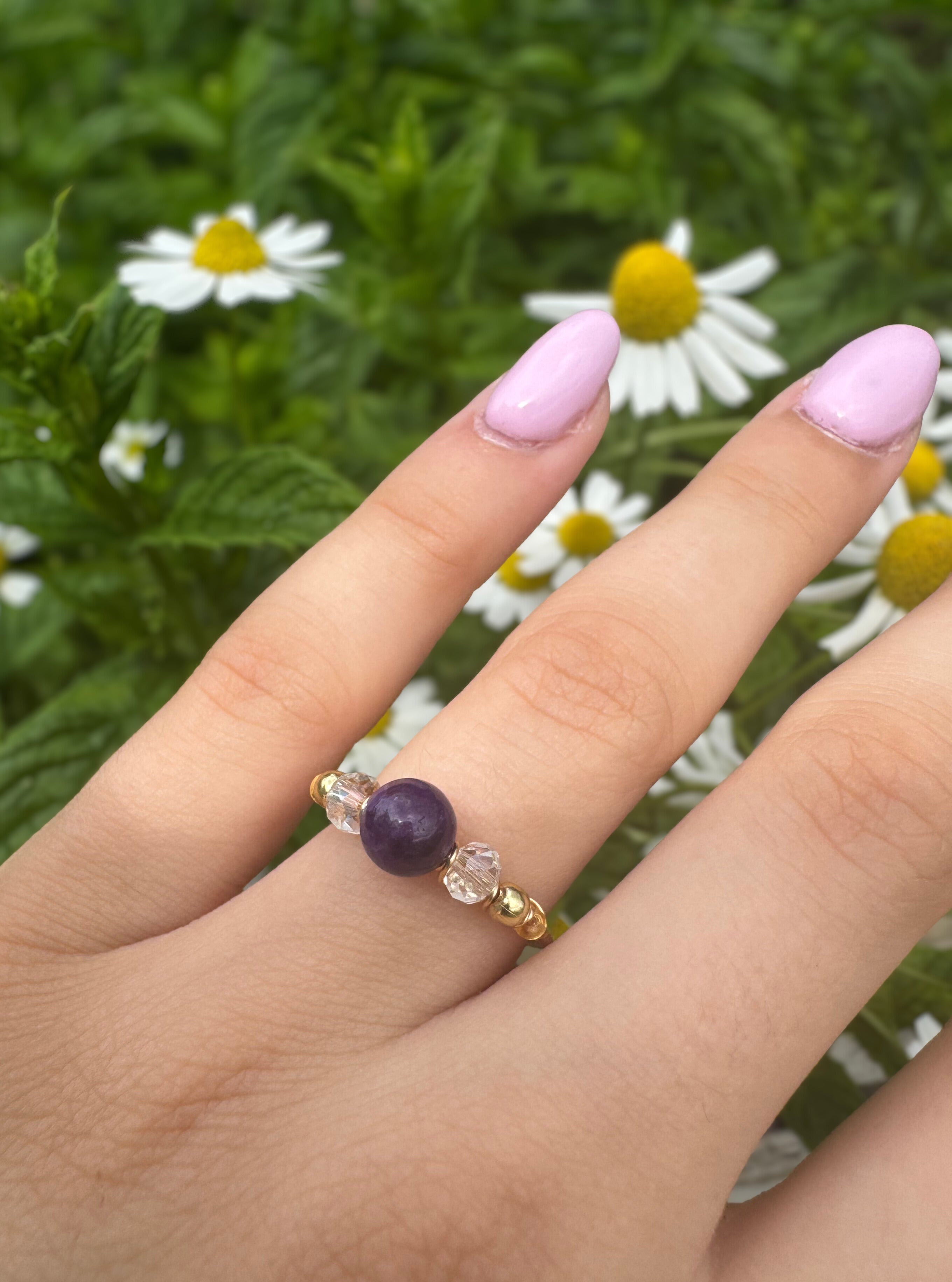 Verstellbarer Amethyst-Ring – Marquise Design, 18K vergoldet