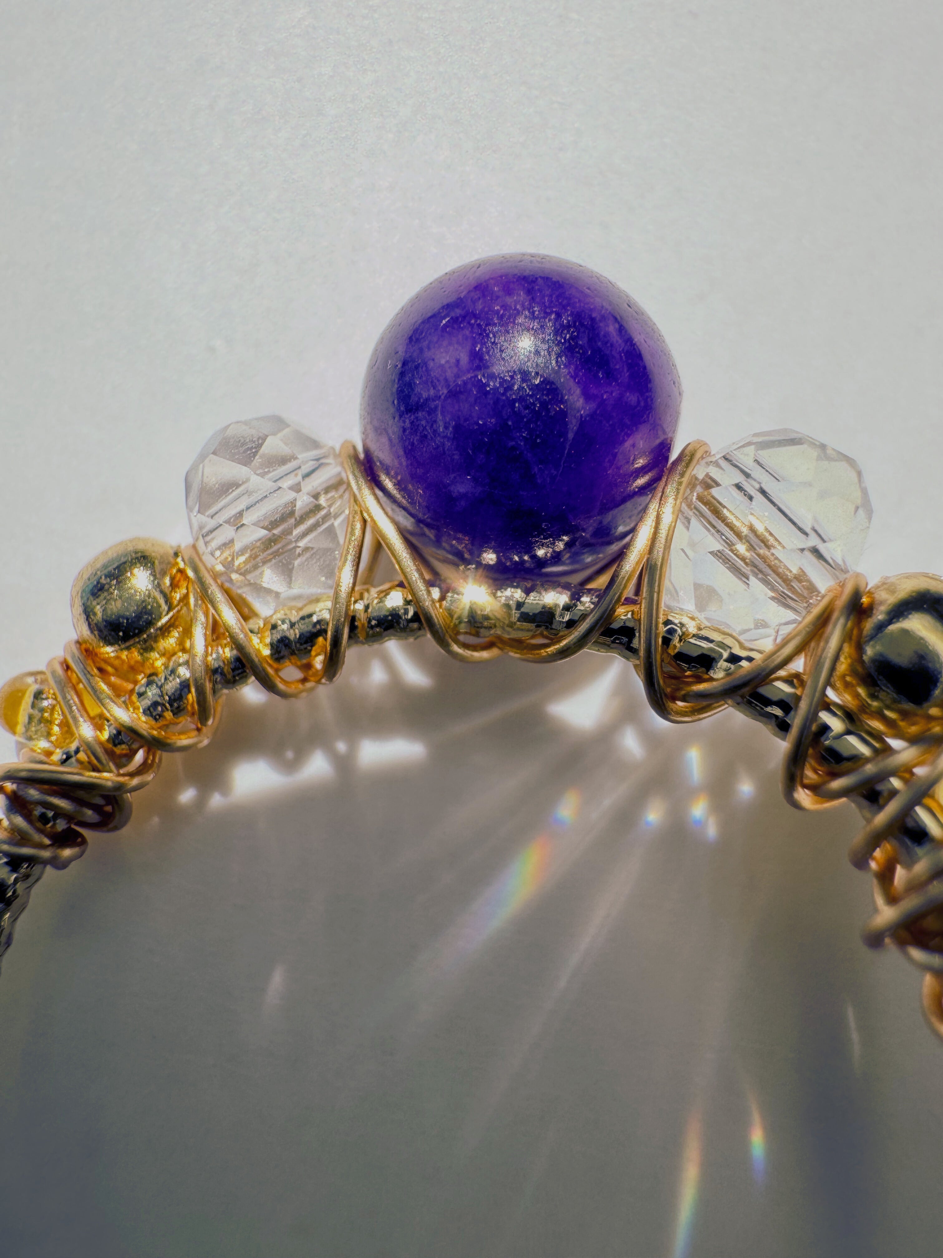 Verstellbarer Amethyst-Ring – Marquise Design, 18K vergoldet