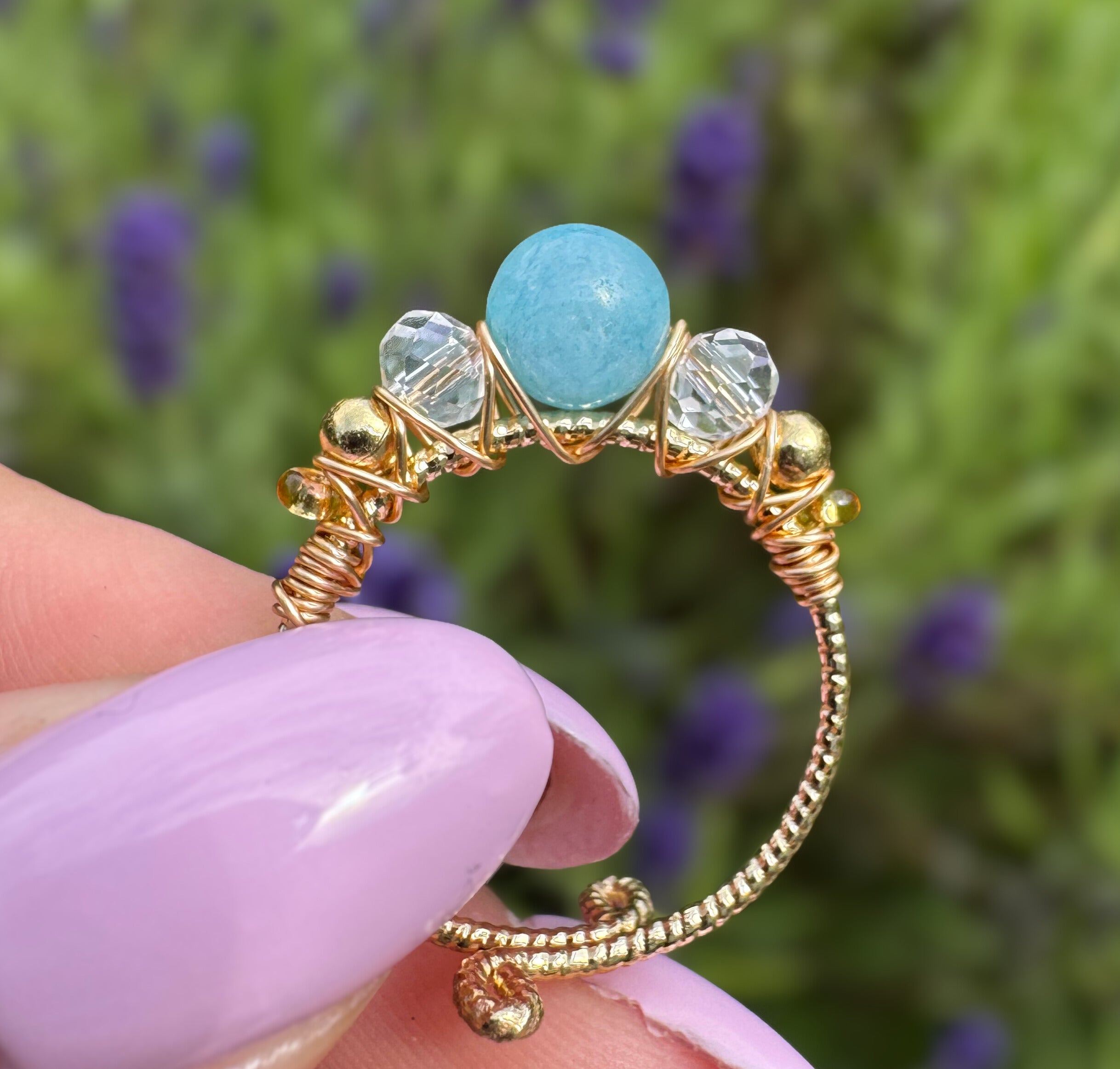 Verstellbarer Aquamarin-Ring – Marquise Design, 18K vergoldet