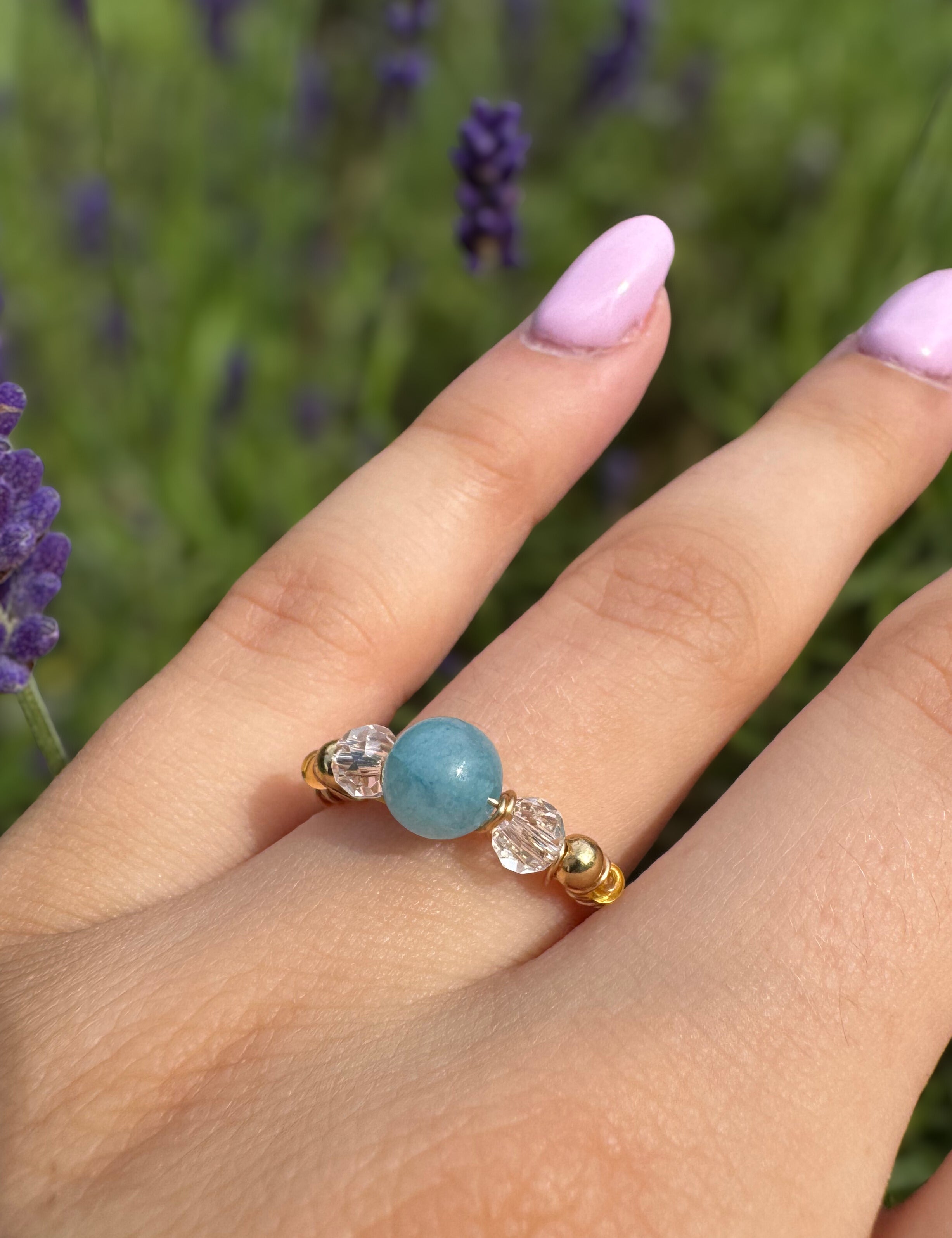 Verstellbarer Aquamarin-Ring – Marquise Design, 18K vergoldet