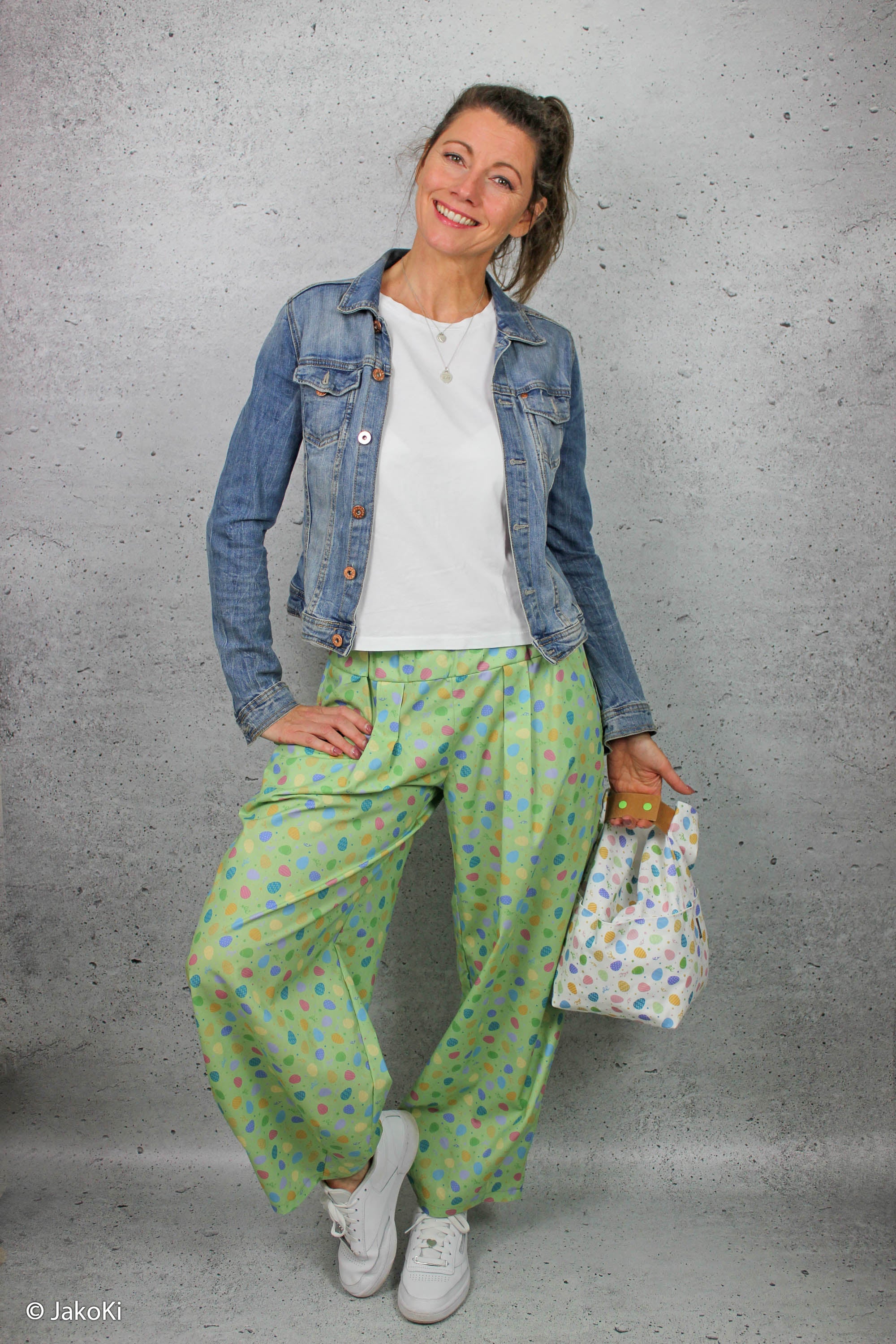 Baumwoll Webware Happy Easter Streifen bunt