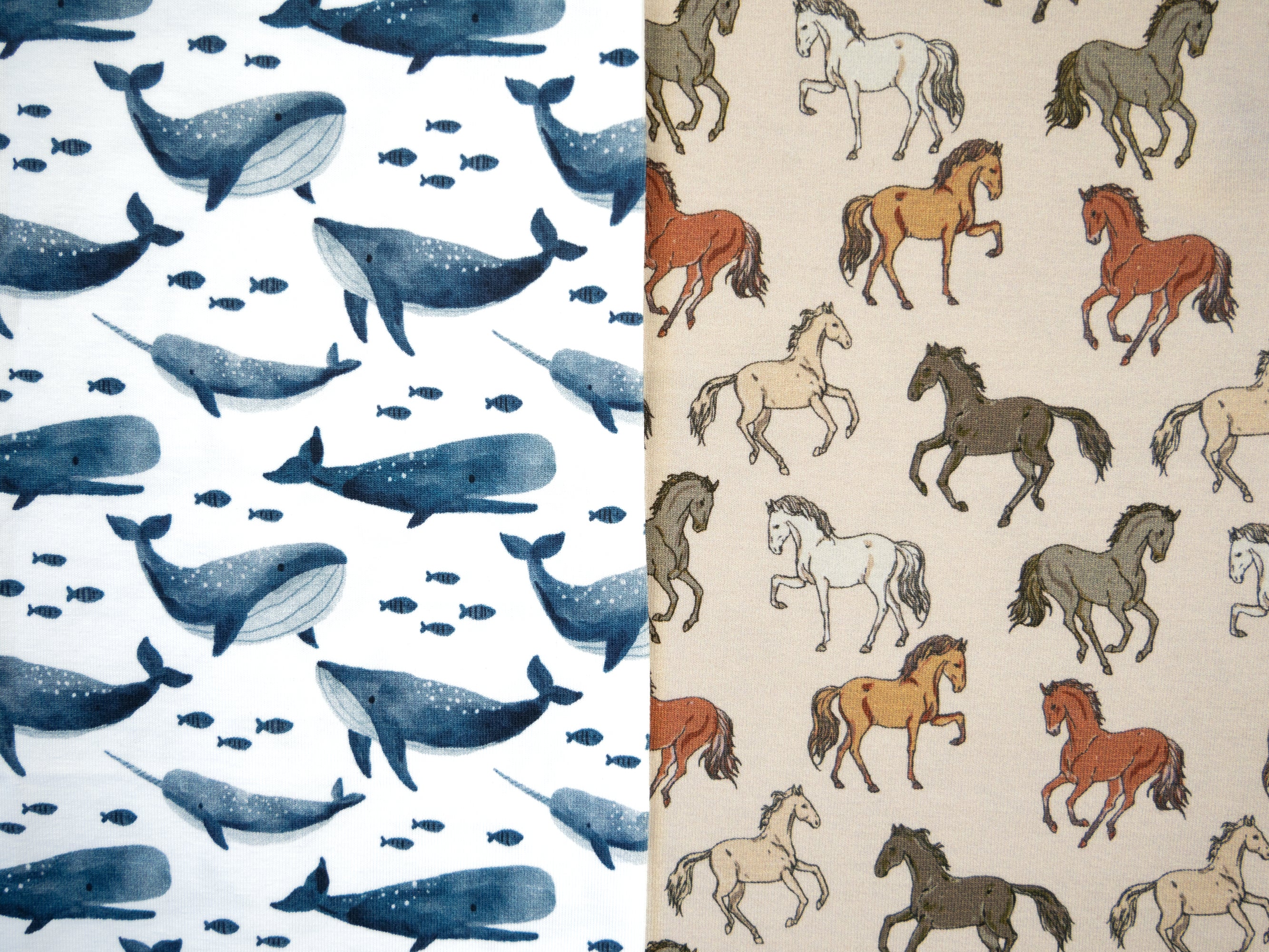 Jule, Jersey Baumwolle, Pferde, Beige