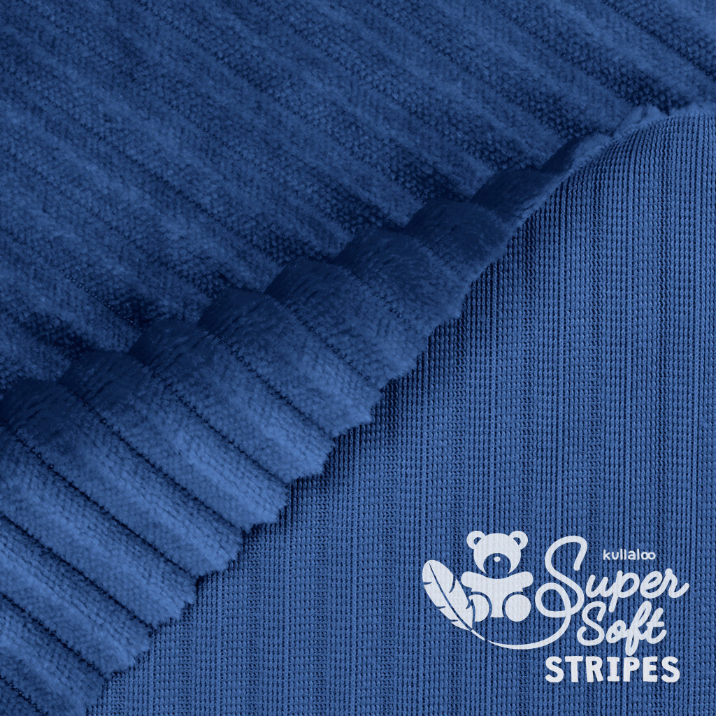 Kullaloo, Streifen Minky Stoff dunkelblau – 5 mm SuperSoft STRIPES