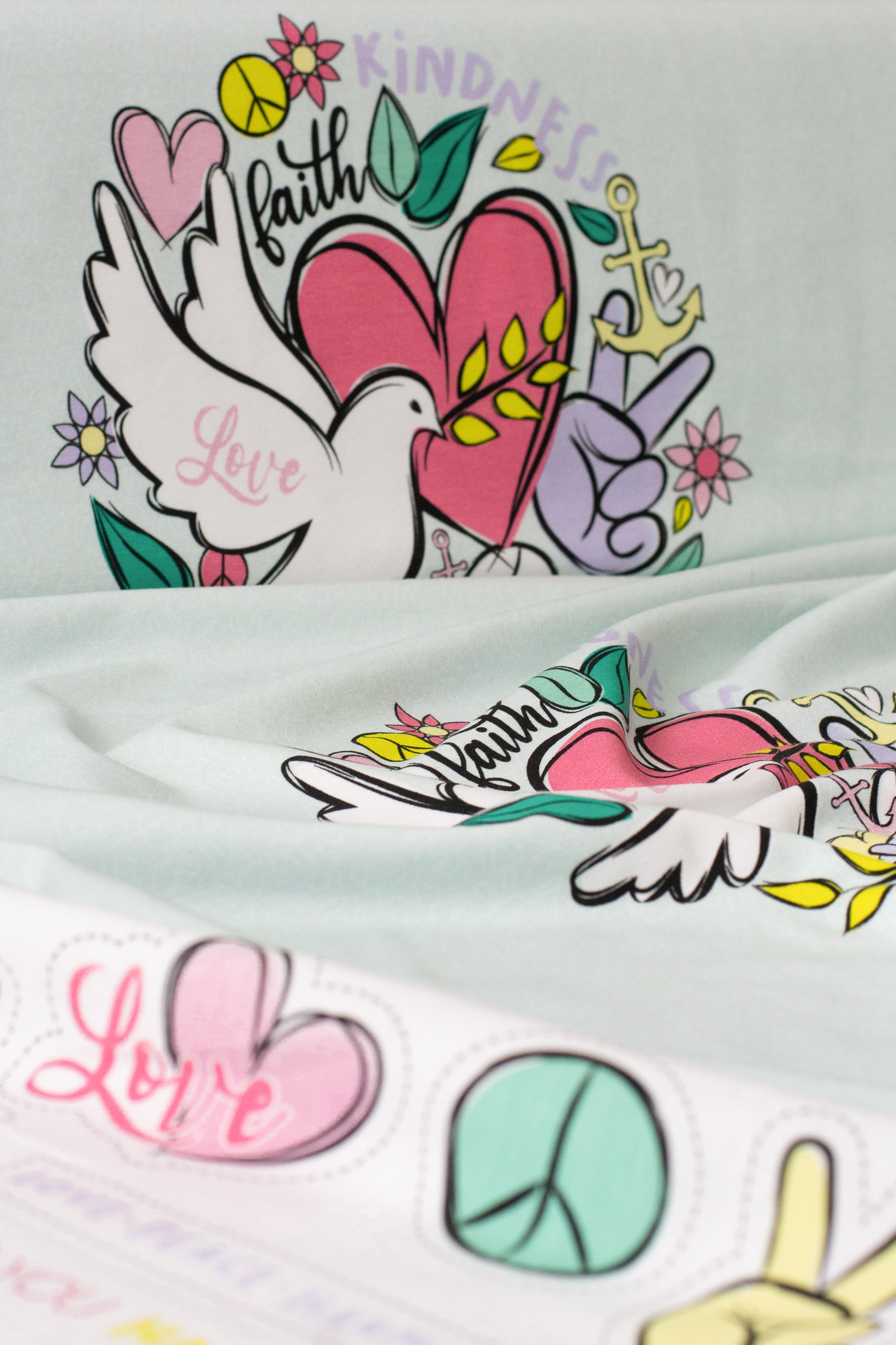 Panel Baumwolljersey Happy Love & Peace by lycklig design