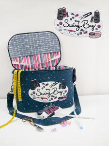 My Sewing Bag Panel Swafing, blau/pink, DIY Panel, Canvas