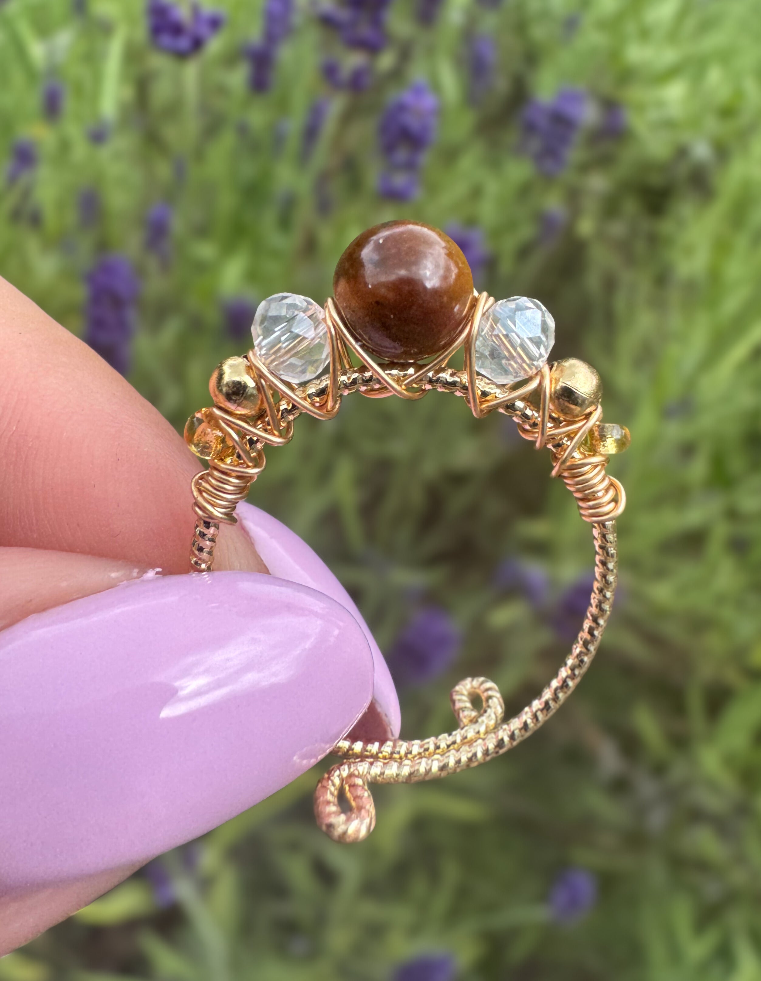 Verstellbarer Tigerauge-Ring – Marquise Design, 18K vergoldet