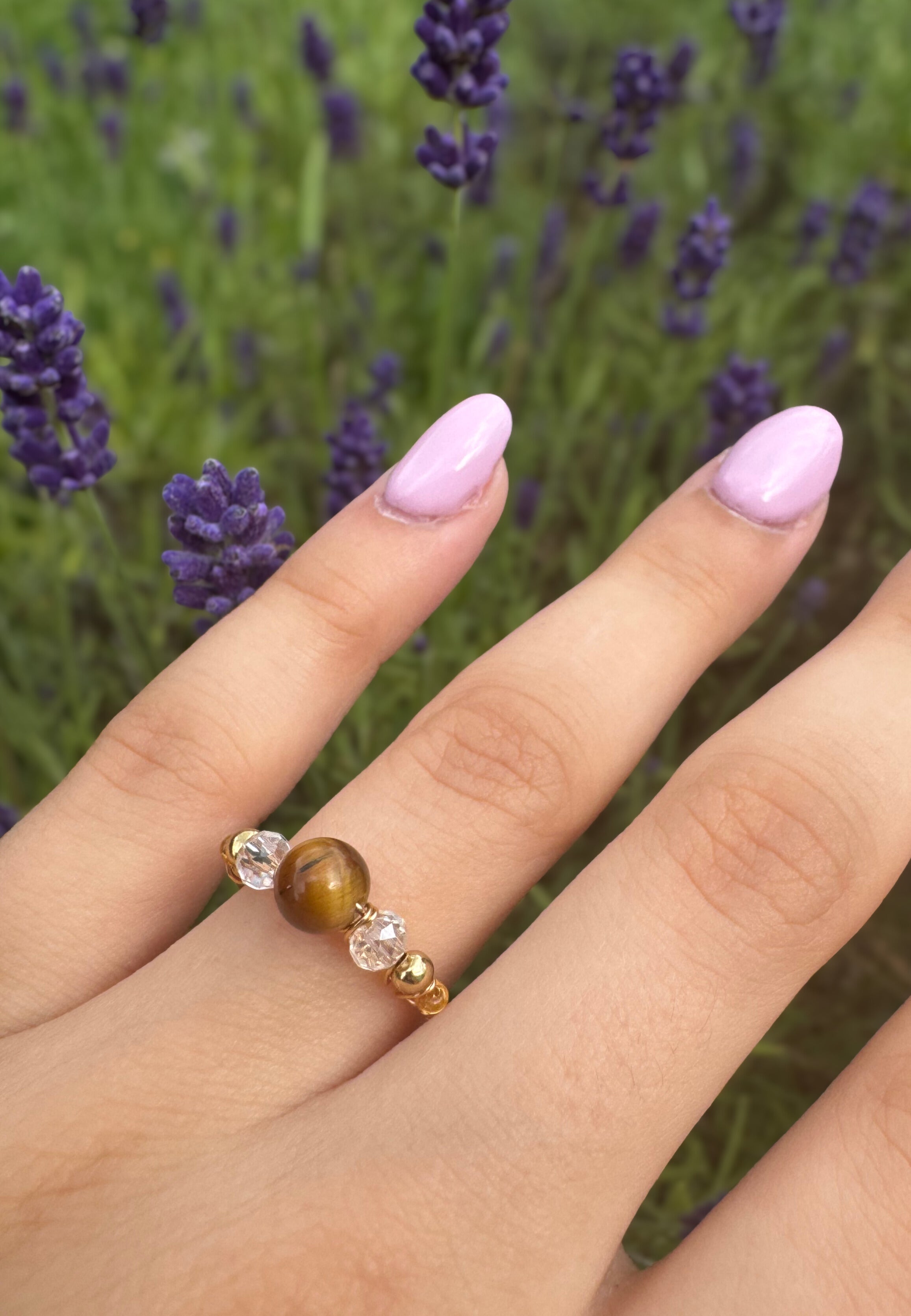 Verstellbarer Tigerauge-Ring – Marquise Design, 18K vergoldet