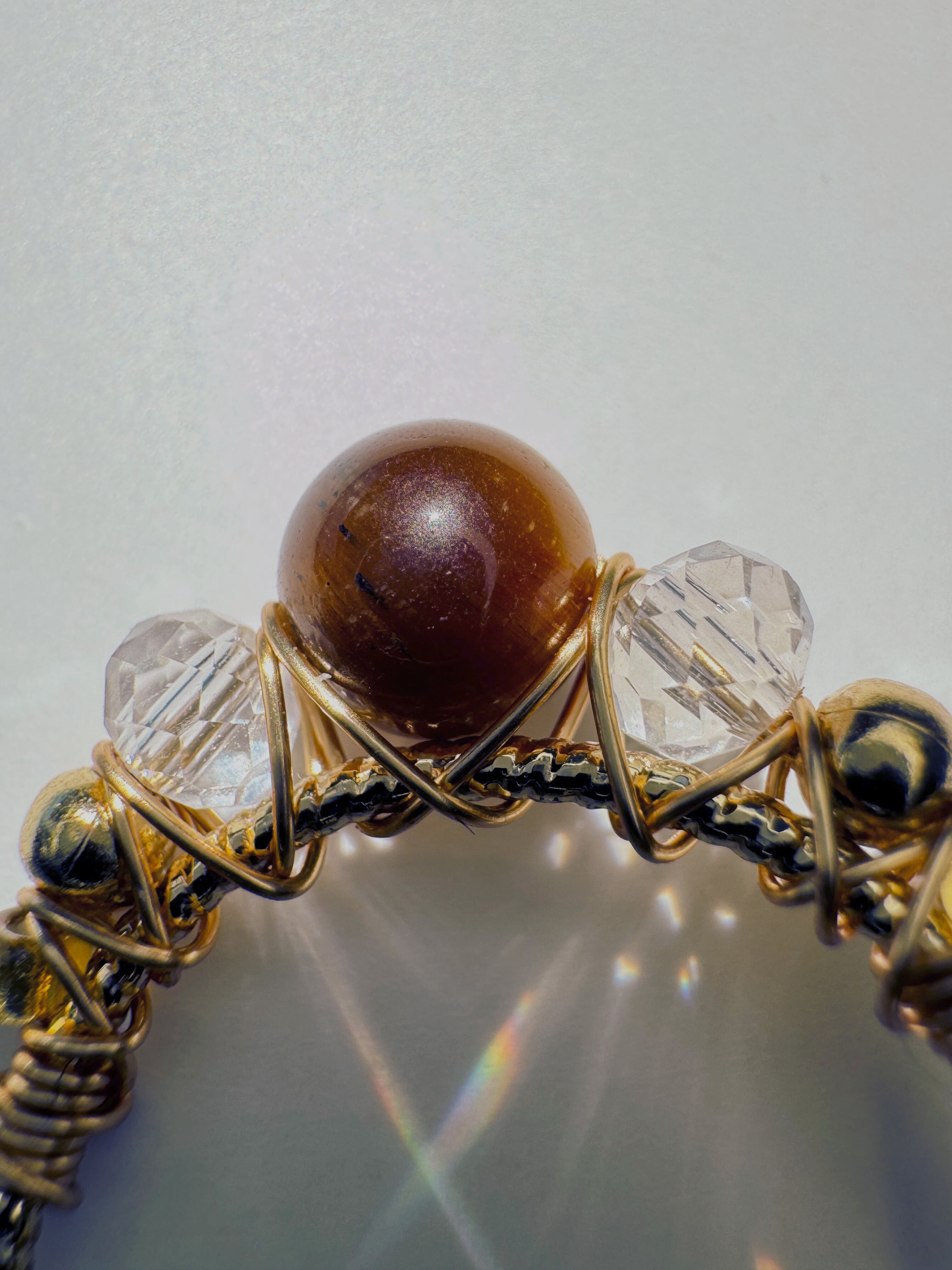 Verstellbarer Tigerauge-Ring – Marquise Design, 18K vergoldet