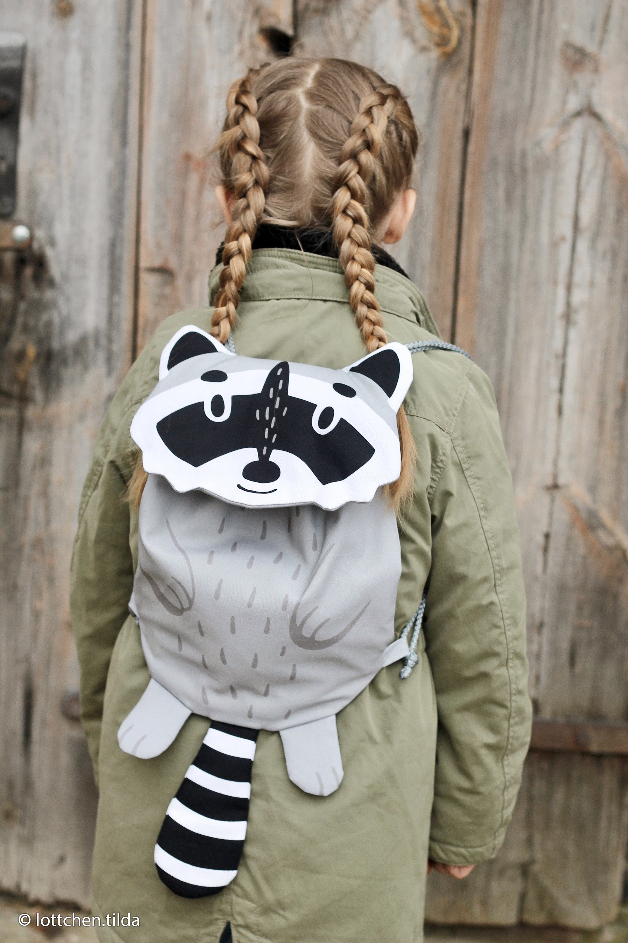 Tierbeutel Panel Swafing, Waschbär Panel, Käselotti Rucksack / Turnbeutel DIY Panel