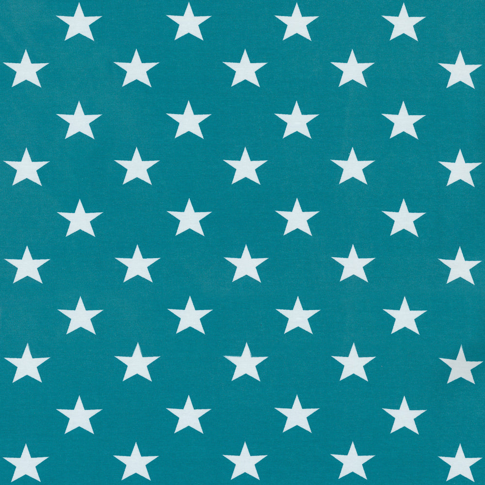 Verena, Jersey Baumwolle 400747 Sterne, 3,5 cm, petrol pastell