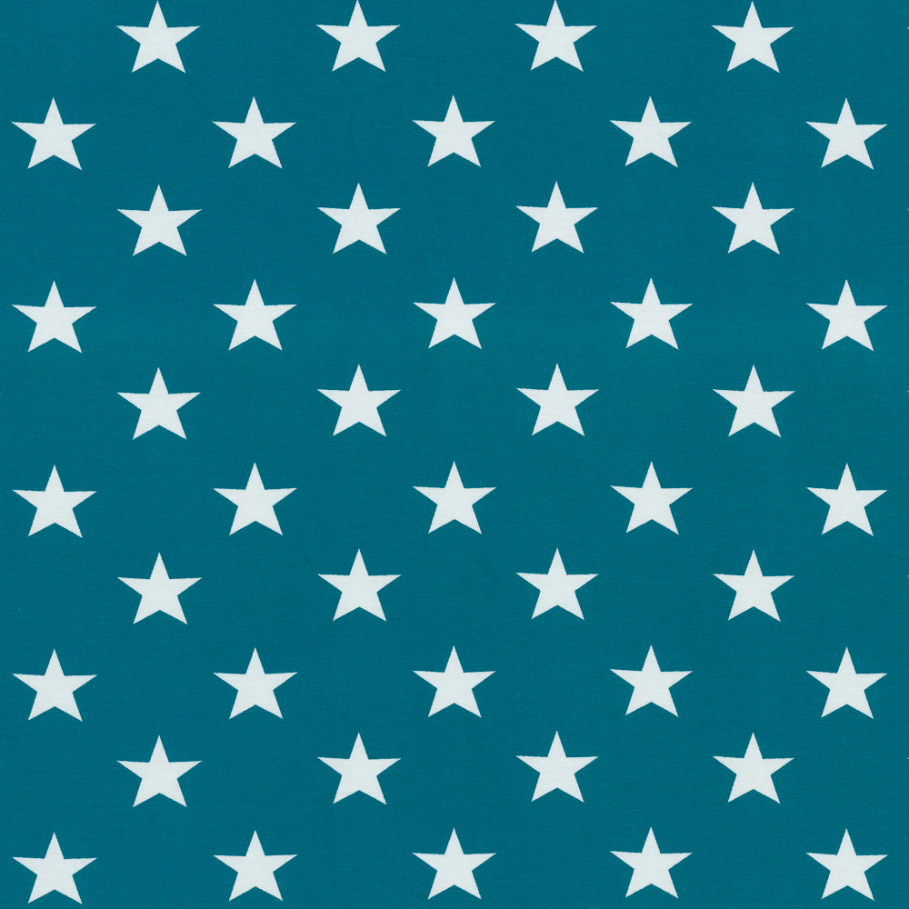 Verena, Jersey Baumwolle 400748 Sterne, 3,5 cm, petrol