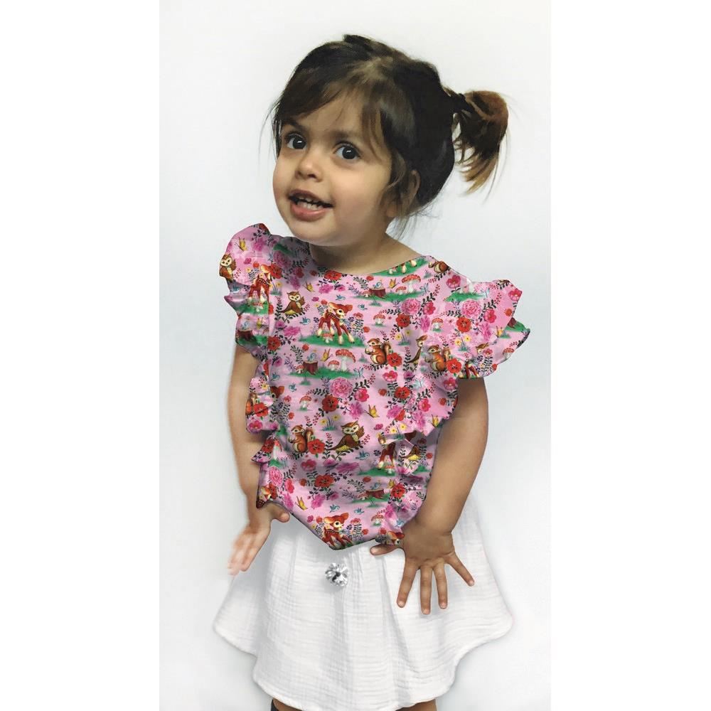 Bio Jersey, Waldtiere, Eichhörnchen, Eulen,  Rehe, rosa, GOTS Jersey, Digitalprint, organic cotton