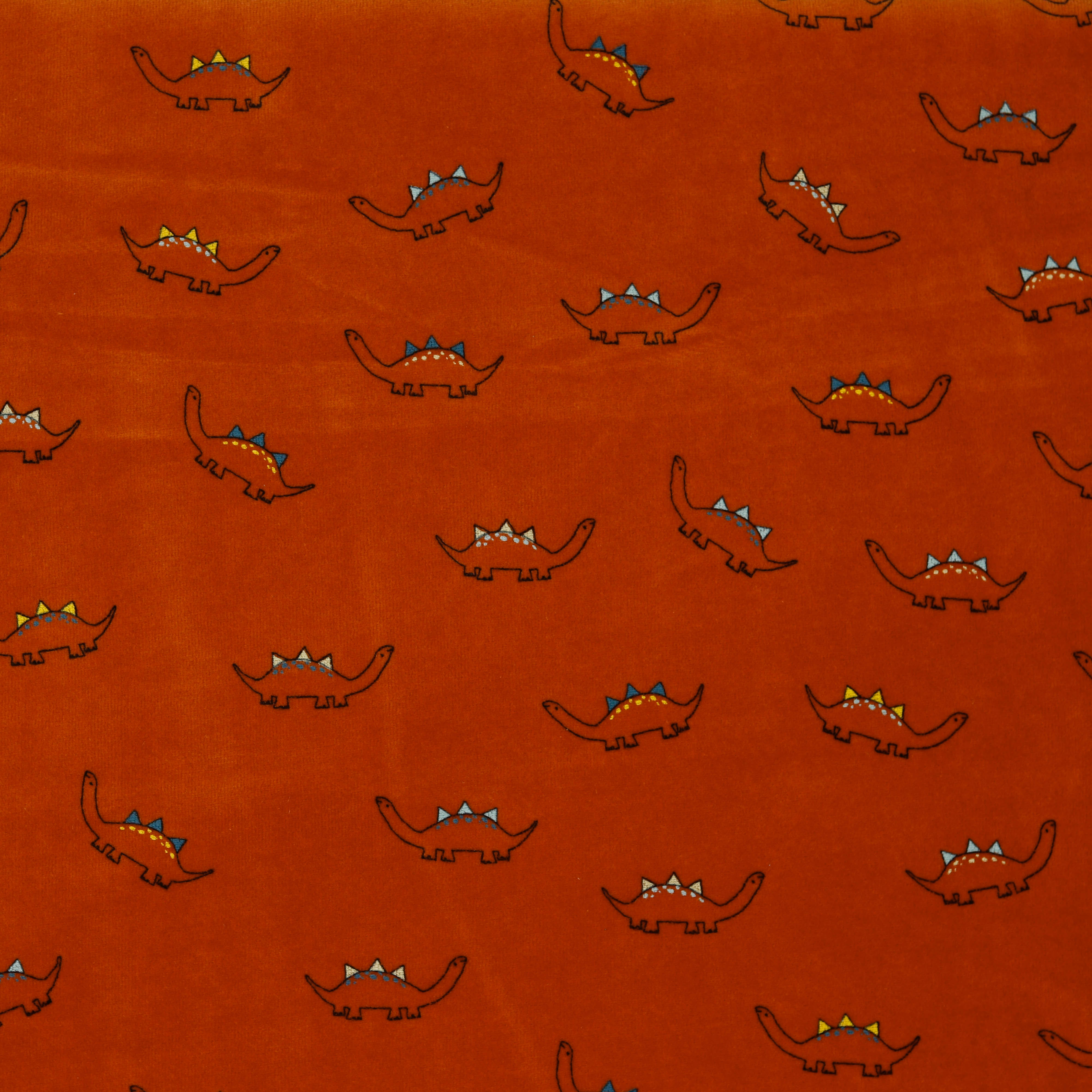 Nicki kleine Dinos, Dinosaurierstoff, Ziegelrot, Teracotta orange