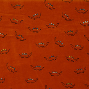 Nicki kleine Dinos, Dinosaurierstoff, Ziegelrot, Teracotta orange