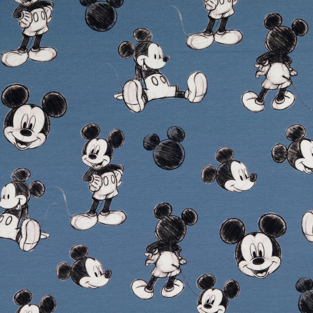 Mickey Mouse Jersey, Disney Lizenzstoff blau