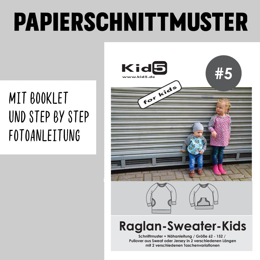 5 Papierschnitt Raglan-Sweater-Kids + Booklet