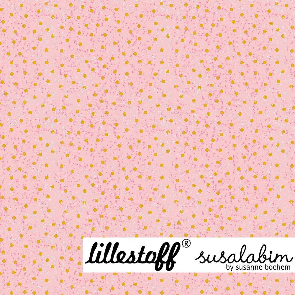 Lillestoff, Bio Baumwolle, Susalabims Wichtelpunkte Rosagelb, Webware
