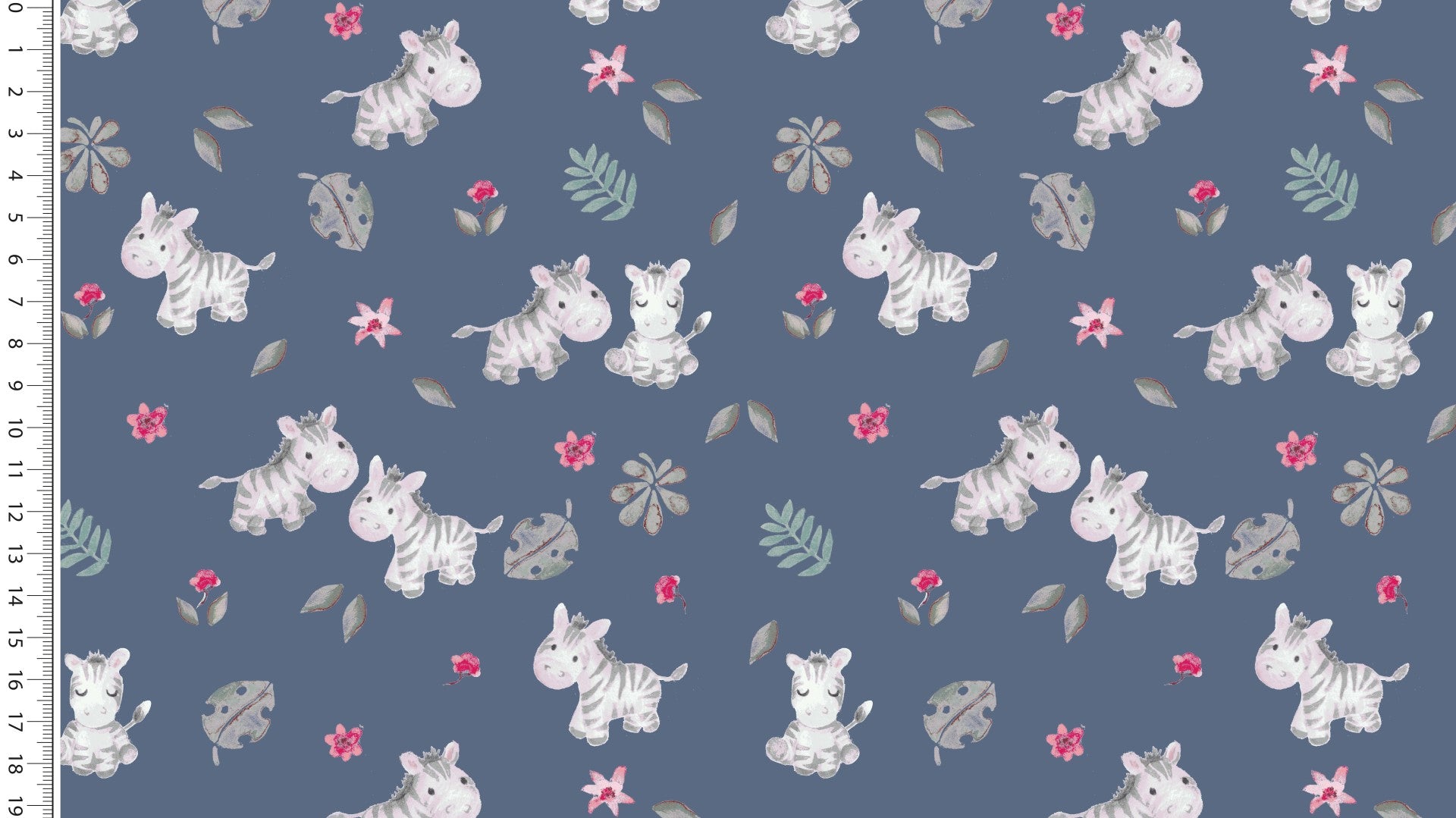 Jersey digital print,  little ones Zebra, dunkelblau