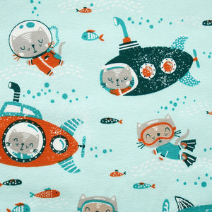 Diving Cat mint, Bio Jersey, Stoff Onkel, GOTS Jersey