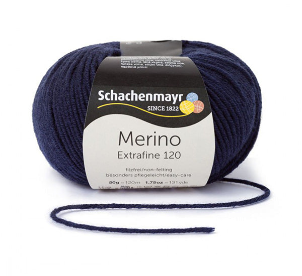 Schachenmayr Merino Wolle, Extrafine, 50G, 00150, Marine