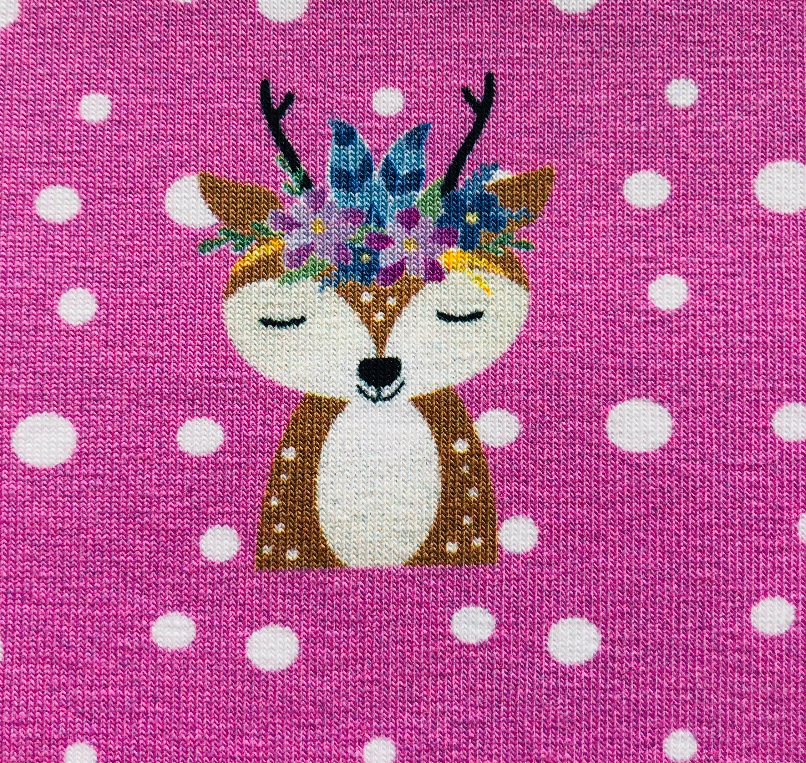 HILCO Jersey Forest Friends Boho Rehe rosa Jerseystoff Baumwolljersey für Kinderbekleidung