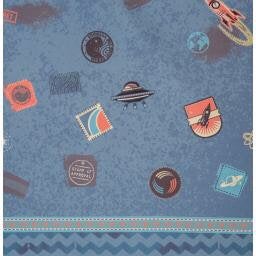 Galaxy Patches by Bienvenido Colorido, Softshell, Raketen, Planeten, jeansblau