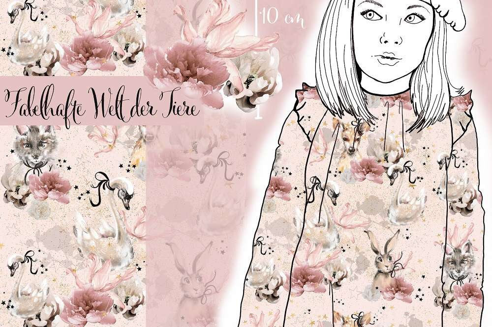 Lillestoff Bio Jersey Fabelhafte Welt Der Tiere, Waldtiere Bio Jersey