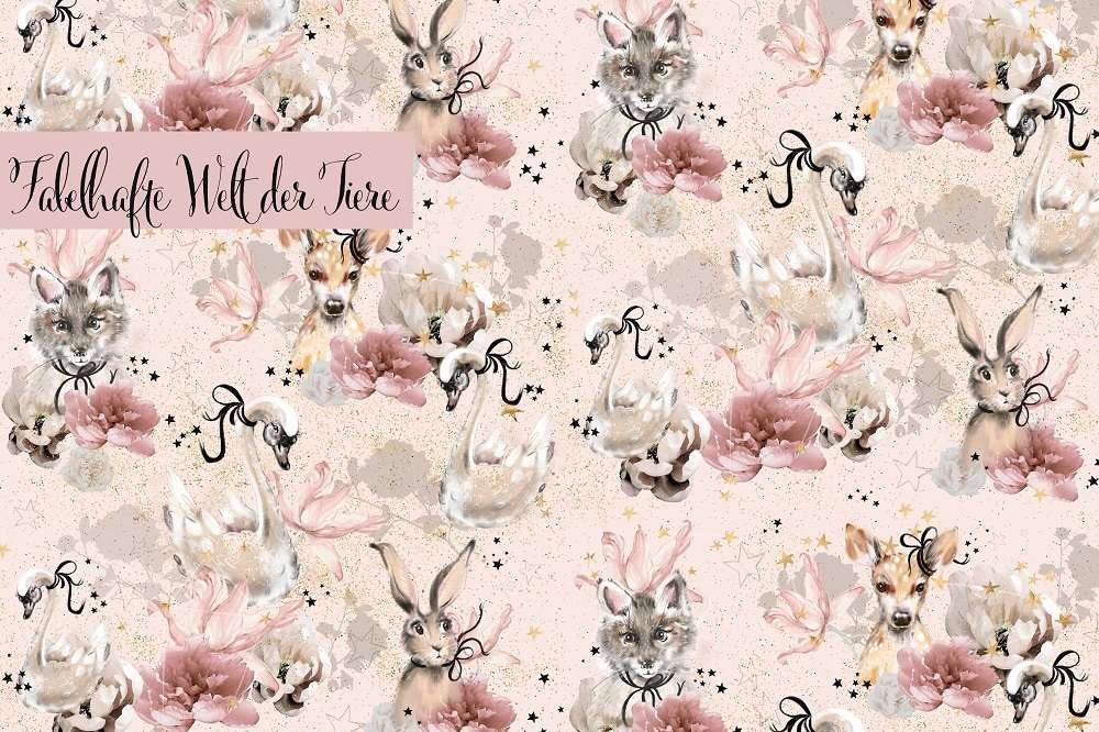 Lillestoff Bio Jersey Fabelhafte Welt Der Tiere, Waldtiere Bio Jersey