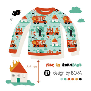 Fire in BORAland Lillestoff Bio Sweat, Feuerwehr, Feuerwehrauto, French Terry