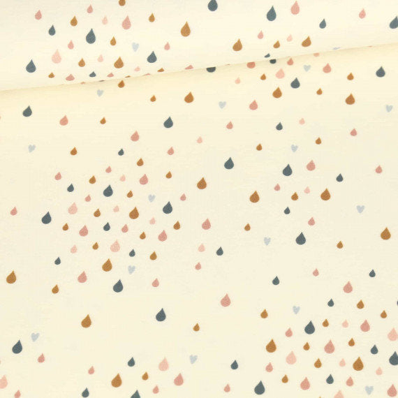 Sommersweat - RegenKitz - Tropfen - Kombistoff - Ecru - Bio-Qualität - NIKIKO -