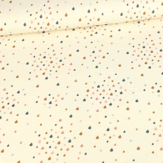 Sommersweat - RegenKitz - Tropfen - Kombistoff - Ecru - Bio-Qualität - NIKIKO -