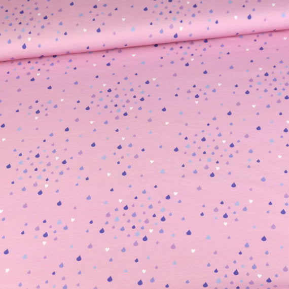 Sommersweat - RegenKitz - Tropfen - Kombistoff - Rosa - Bio-Qualität - NIKIKO