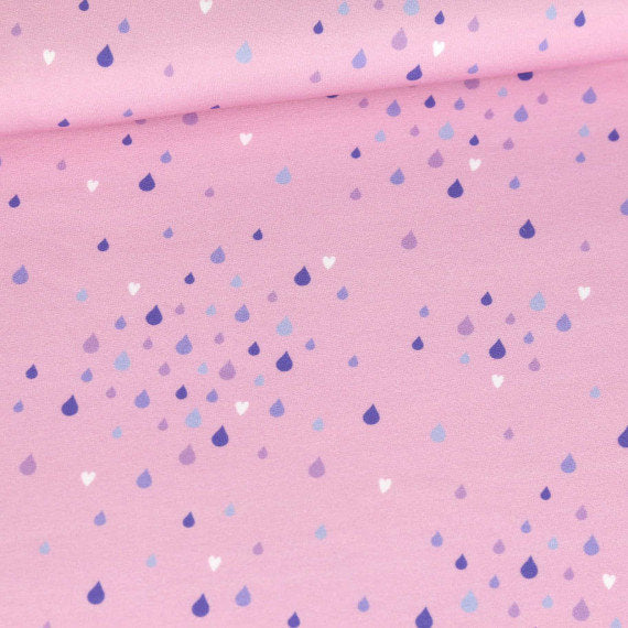 Sommersweat - RegenKitz - Tropfen - Kombistoff - Rosa - Bio-Qualität - NIKIKO