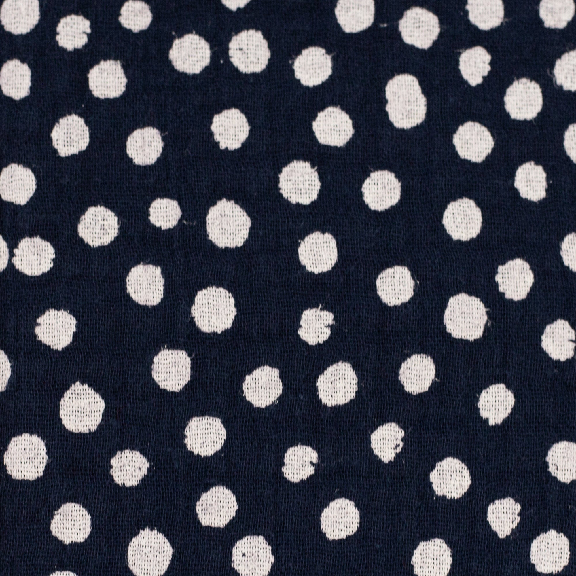 Jeron, Musselin, Double Gauze Dots, 500313, Tupfen, weiß/dunkelblau