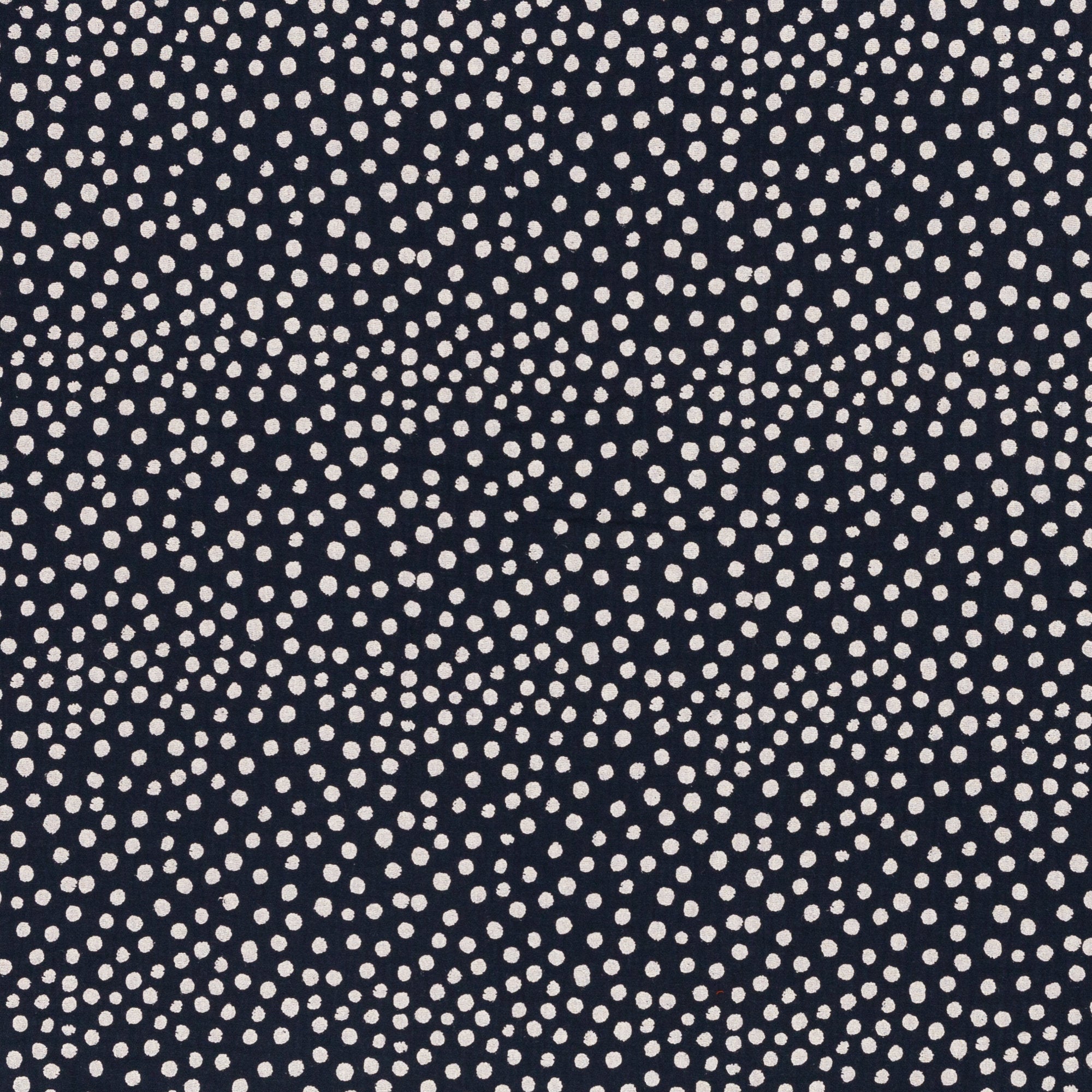 Jeron, Musselin, Double Gauze Dots, 500313, Tupfen, weiß/dunkelblau