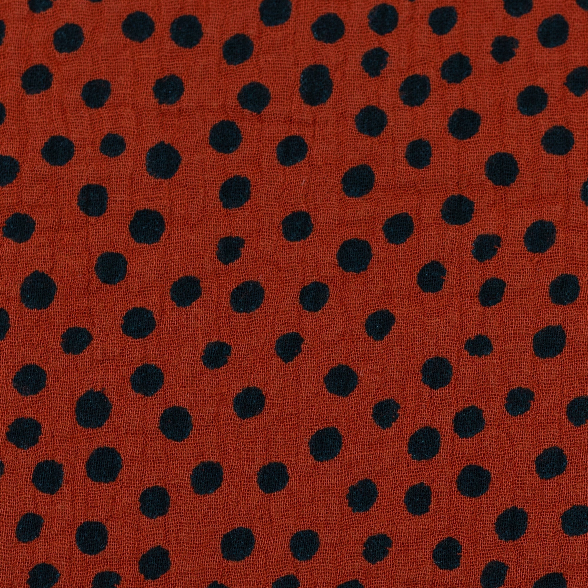 Jeron, Musselin, Double Gauze Dots, 500313, Tupfen, schwarz/terracotta