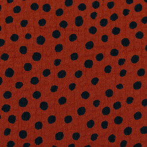 Jeron, Musselin, Double Gauze Dots, 500313, Tupfen, schwarz/terracotta