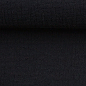 Musselin, Double Gauze 000299 uni, schwarz