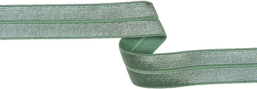 elastisches Einfassband, Schrägband, Rollierband, Falzgummi 20mm, grün 340
